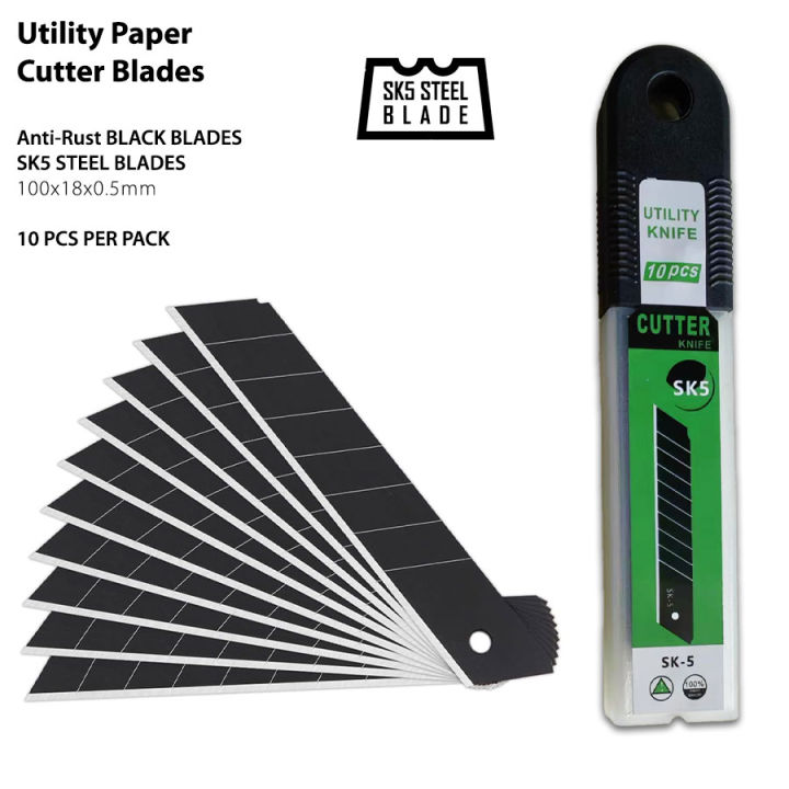 Utility%20Paper%20Cutter%20Knife%20Blade%20SK5%20Black%20Steel%20Replacement%20Blades%20Sharper%20and%20More%20Durable%20Fits%20all%2018mm%20Utility%20Knife%20&%20Box%20Cutter,%20Pack%20of%2010.%20-%20Image%202