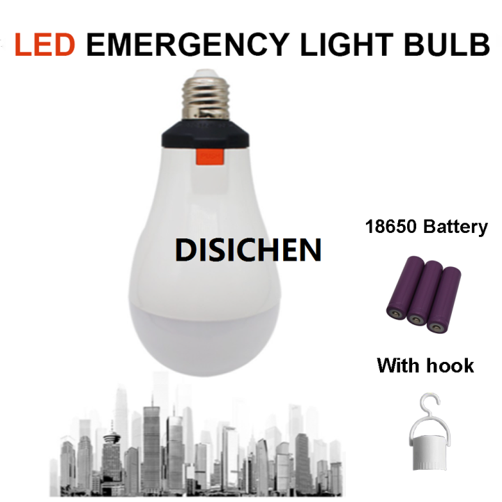 DISICHEN 18650 Battery LED Emergency Bulb with Removable 18650 Outdoor ...
