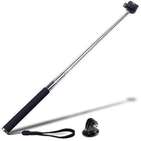 【Miga Plaza】Extendable Selfie Stick Handheld Telescopic Monopod Tripod Mount Compatible with Gopro Hero 7 6 5 AKASO EK7000 Brave 4 V50 APEMAN Crosstour Campark 4k Waterproof Action Outdoor Camera