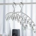 20Pegs Stainless Steel Clothes Drying Hanger Windproof Clothing Rack 20 Clips Sock Laundry Airer Hanger Underwear Socks Holder. 