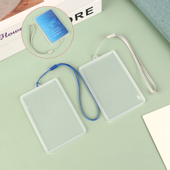 Transparent Flip Case Cover ID Card Holder with Lanyard Name Tag Student Bus Card Credit Card Employee Access Card Holder