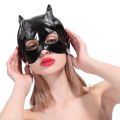 【hot】 Patent Leather PU Bat Mask Adult Batman Headgear Cosplay Sexy Half Face Black Cat Mask Prop Costume Headdress Headwear. 