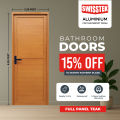 Bathroom Door Teak Finish With Frame  (Full Panel- Right Side Open). 