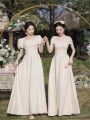 Bridesmaid Dress Champagne 2024 New High-Grade Fairy Slim Fit Niche Sisters Group Clothes Graduation Dress Women's Summer. 