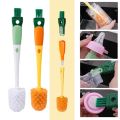 Innovative Fashionable 4 In 1 Multifunctional Detachable Long Handle Cup Bottle Cleaning Brush Simple Creative Carrot Baby Bottle Nipple Scrubber Household Cleaning Tools. 