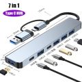 8 in 1 USB A Type C Hub Concentrator Docking Station 3 0 Multi Adapter SD TF Card Reader Audio Multi-hub Dock Splitter PC. 
