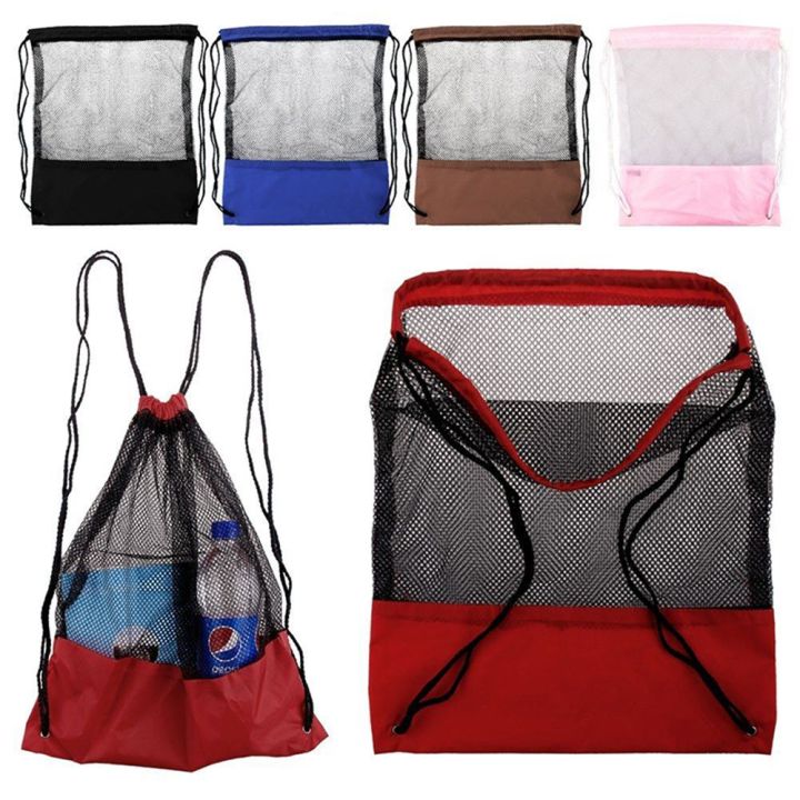 Pack%20Clothes%20Shoe%20Travel%20Bag%20Beach%20Backpack%20Mesh%20Drawstring%20Backpack%20Tote%20Sport%20-%20Image%203
