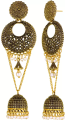 Exclusive Golden Long Party Wear Hanging Earrings. 
