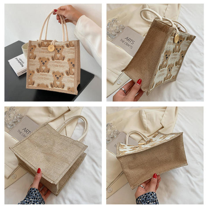 Stylish%20Tote%20Bags%20Large-capacity%20Handbag%20Handbags%20For%20Women%20Shoulder%20Bag%20Bear%20Canvas%20Bag%20Cotton%20Linen%20Tote%20Bag%20Shopping%20Bag%20-%20Image%209