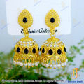 22 K Gold plated Black Stone Jimikki Earrings With White Pearl Fashion Earrings For Women. 