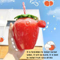 500ml Summer Cute Strawberry Straw Water Bottle Milk Coffee Straw Cup for Home. 