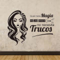 Spanish Beauty Salon Hairdressers Who Has Magic Trucos Women Wall Stickers Vinyl Hair Nail Spa Shop Window Glass Decals RU2601. 