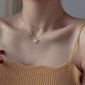 New Elegant Silver color Shiny Butterfly Necklaces Ladies Exquisite Double Layer Clavicle Chain Necklace Jewelry Gift. 