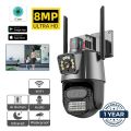 4K Dual Screen PTZ WiFi Camera Dual lens IR Color Night Vision Outdoor Security IP Camera CCTV Surveillance Onvif Cam ICSEE. 