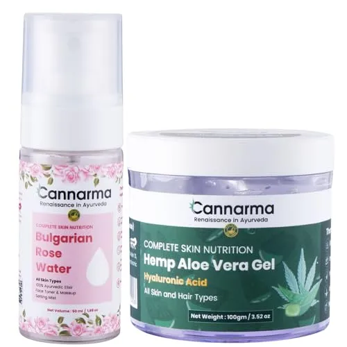 Cannarma Combo Pack of Aloe Vera Gel & Bulgarian Rose Water For Face Toner & Healthy Skin Nutrition | For All Types of Skin & Hair (Rose Water 50ml + Aloe Vera Gel 100g)FROM INDIA)JEZ