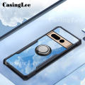 for Google Pixel 7 Case Hard Clear Transparent Shockproof Car Magnetic Holder Ring Back Cover Casing Hp Google Pixel7 Phone Cases Cover. 