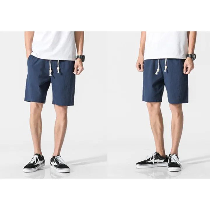 Yfashion%20Men%20Cotton%20Shorts%20Solid%20Color%20Cotton%20And%20Linen%20Loose%20Casual%20Large%20Size%20Summer%20Beach%20Cropped%20Pants%20with%20Pockets%20color%20-%20Image%204