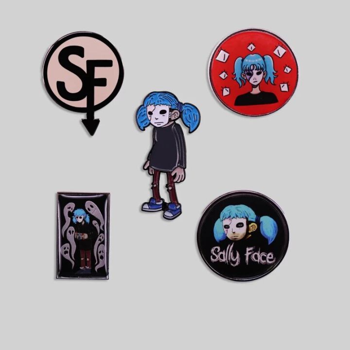 High Quality Horror Game Enamel Pin Indie Adventure Game Sally Face Badge Women's Brooch Lapel Pin Halloween Clothes Accessorie
