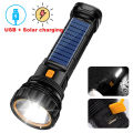USB/Solar Charging Flashlight Built-in Battery Torch with Side Lanterna Waterproof Multi-function Emergency Power Bank Hand Lamp. 