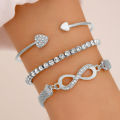 【IKE】Ins ladies love open bracelet design creative retro simple lucky 8-word bracelet three-piece set. 