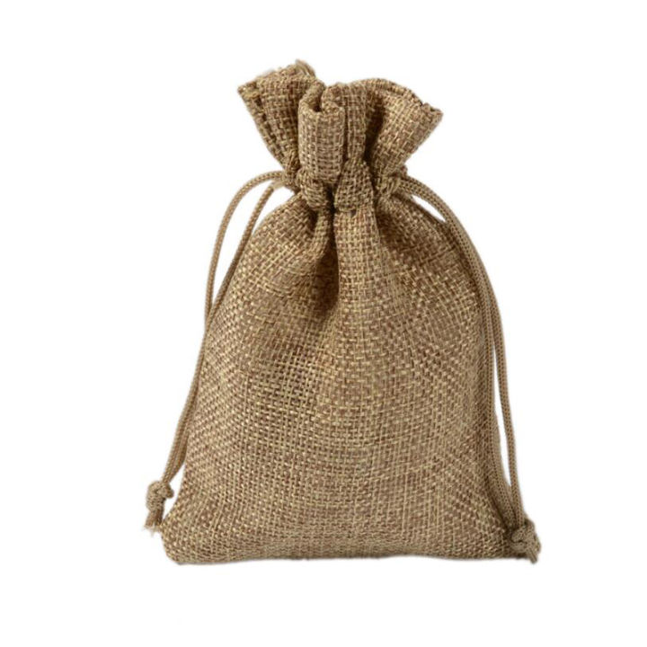 10X Colorful Burlap Jute Pouches Wedding Gift Drawstring Bags Jewelry Storage