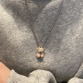 Flocking Bear Brown Teddy Bear Lady Cute Pendant Necklace Small Animal Pendant Fashion Necklaces Friendship Jewelry Accessories. 