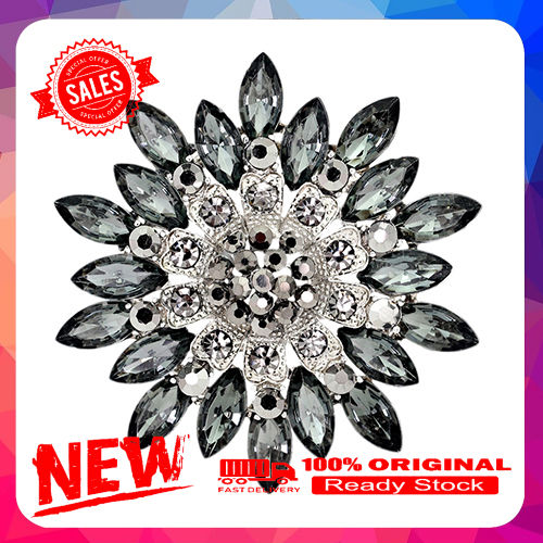 Women Fashion Flower Brooch Crystal Rhinestone Jewelry for Wedding Party Gift