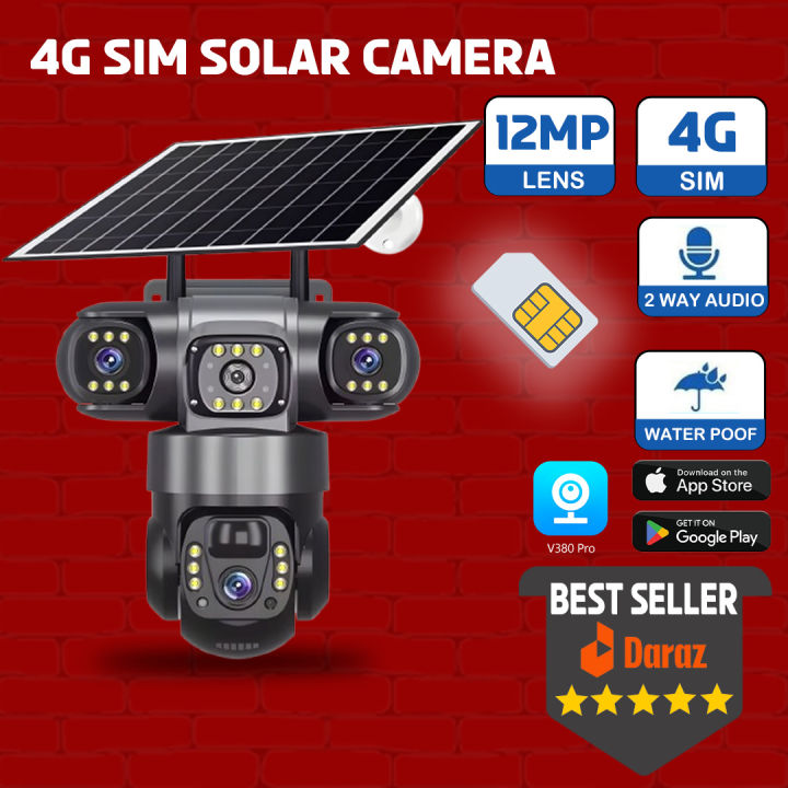 ITECH%204G%20SOLAR%20Camera%20%20V380%20Pro%20Triples-Lens%204G%20Solar%20With%20Solar%20Panel%20Network%20Camera%20CCTV%20Camera%204TS%20-%20Image%202