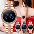 【WEJA】 Fashion Watch for Women Waterproof Korean Style LED Electronic Wristwatches Rose Gold Stainless Steel Ladies Wrist Watch. 