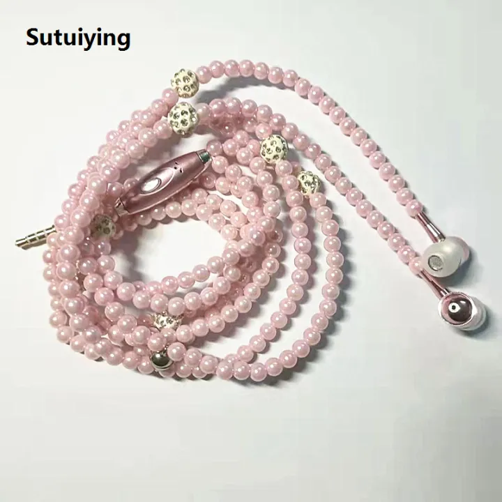 Sutuiying%20New%20Arrival%20Fashion%20Earphones%20Luxurious%20Bling%20Pearl%20Necklace%20for%20Girls%20With%20Mic%20Kecesic%20For%20Iphone%206%206s%20Samsung%20Phone%20-%20Image%203