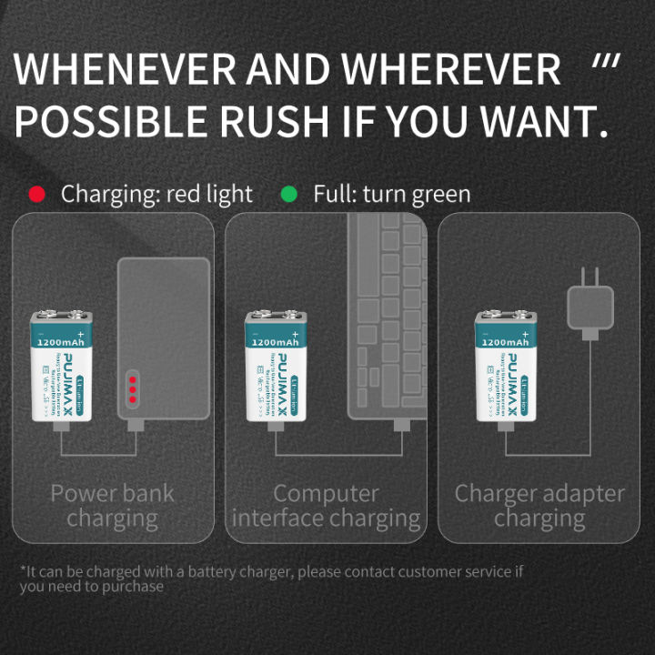 PUJIMAX%201pcs%20usb%20c%209v%20rechargeable%20battery%20type%20c%206f22%209v%20battery%201200mah%209v%20lithium%20battery%20charger%20for%20multimeter%20microphone%20-%20Image%207