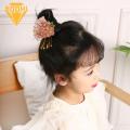 Flower Fan-shaped Hair Clip Japanese Kimono Hair Clip for Girls Traditional Dress Cosplay Headgear with Faux Pearl Flower Decor Tassel Hairpin. 