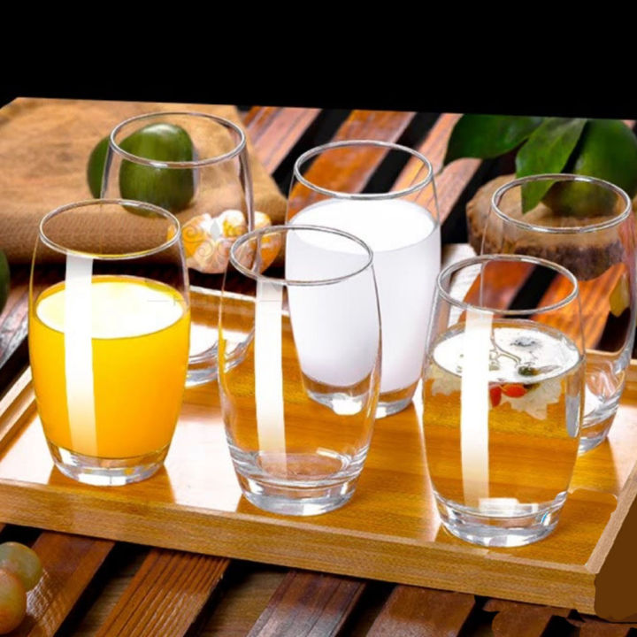 Glass  Tumbler Cup Drinking Juice 390ML -Unique Bulb Design 6 Pcs Set