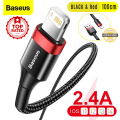 BASEUS Cafule 2.4A Short Nylon USB Lightning Charging Cable 100cm for iPhone / iPad. 