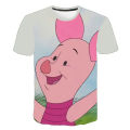Disney Summer Wish New Winnie The Pooh Surrounding 3D Printing Children's Clothing Cute Pig Round Neck Tide T Girls Clothes. 