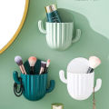 Household Wall-mounted Storage Rack Self-adhesive Seamless Cactus Storage Rack Toothbrush Holder Shaver Organizer Drain Shelf Bathroom Accessories. 
