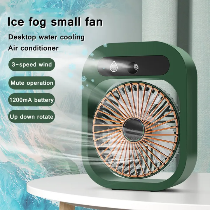 Desktop Water Mist Cooling Fan USB Chargeable 1200MAh Office Mini Table ...