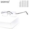 Oversized Myopia Glasses Men Gradient Gray Lens Rimless Frame Anti Blue Light Computer Eyeglasses For New Business Male Eyewear. 