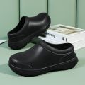 【Miga Plaza】2024 White Chef Shoes for Men Slip on Kitchen Shoes Thick Sole Resistant Half Shoes Restaurant Cook Shoes Comfortable Professional Hospital White Nurses Slippers. 
