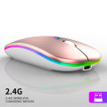 【FOOT SOFA】  Wireless Silent Mouse Bluetooth+2.4G Wireless USB Rechargeable With Power Display RGB LED Mice USB Optical Mouse For PC Laptop. 