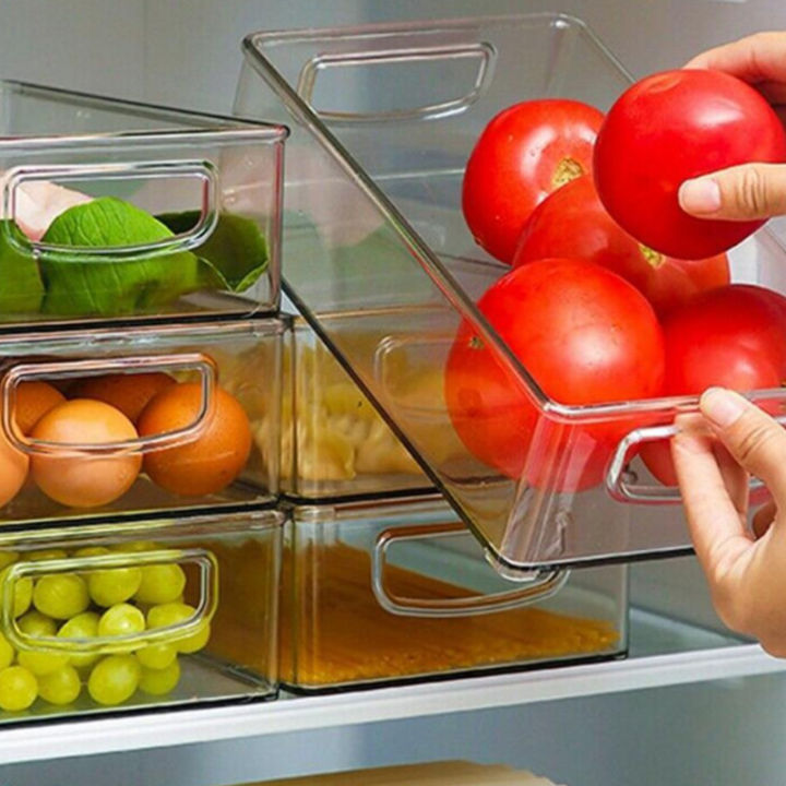 Kitchen%20Clear%20Storage%20Box,%20Plastic%20Stackable%20Containers%20with%20Handles%20for%20Refrigerator,%20Freezer,%20Pantry,%20Shelves%20Space%20Saver%20-%20Image%202