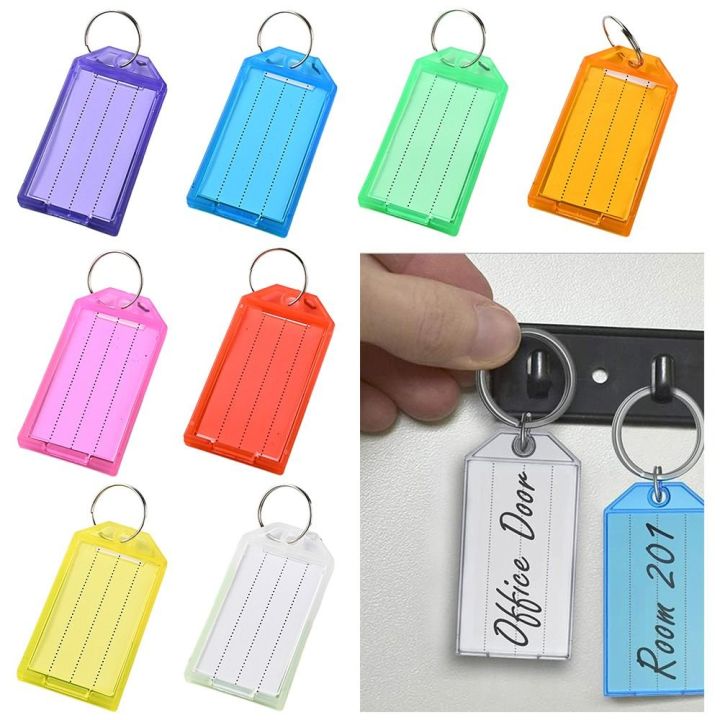 10pcs Multi-functional Plastic Key Tags with Card Label With Split Ring ...
