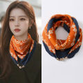 【Lumba】Magnetic buckle silk scarf autumn and winter women's small square scarf warm and cold-proof Korean scarf scarf decoration fashionable and versatile. 