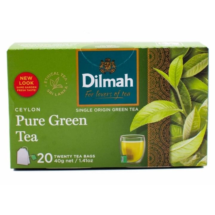 Dilmah Pure Ceylon Green Tea – 20 Tea Bags - 1 Box