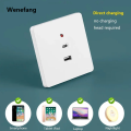Wenefang Luxury Black Universal Wall USB C Socket, 10W Type-c 2port USB Plug Adapter Outlet, Wall-mounted Eu 220V Electrical Power Socket. 