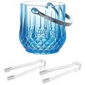 Ice Bucket Plastic Ice Bucket with Handle Acrylic Transparent-Blue. 