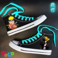 Spring Luminous Naruto High-Top Canvas Shoes Male Students Stylish Sneaker Boys Anime Boy Shoes Breathable. 
