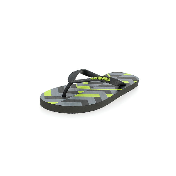 Waves   Men Casual FLATS  Flip Flops BK-LIME-ASH - 05