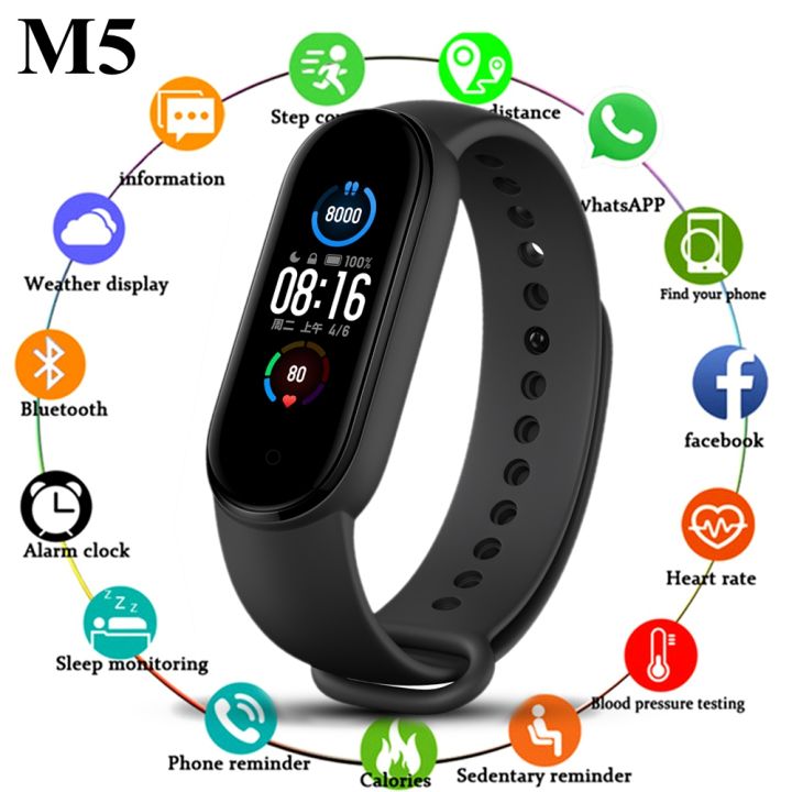 New M5 Smart Band Fast Selling Sports Bracelet Fitness Tracker Heart Rate Monitor Smart Watch for All Mobile 121783278 PremiumTec Daraz.lk