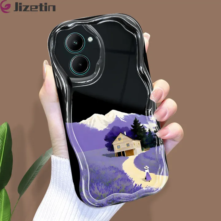 Jizetin%20for%20Realme%20C33%20Back%20Cover%20Purple%20Garden%20Curved%20Wavy%20Edge%20Soft%20Silicone%20Phone%20Case%20-%20Image%202